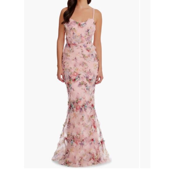 Dress the population Giovanni ruffled Maxi dress blush multi XXL - Picture 1 of 13